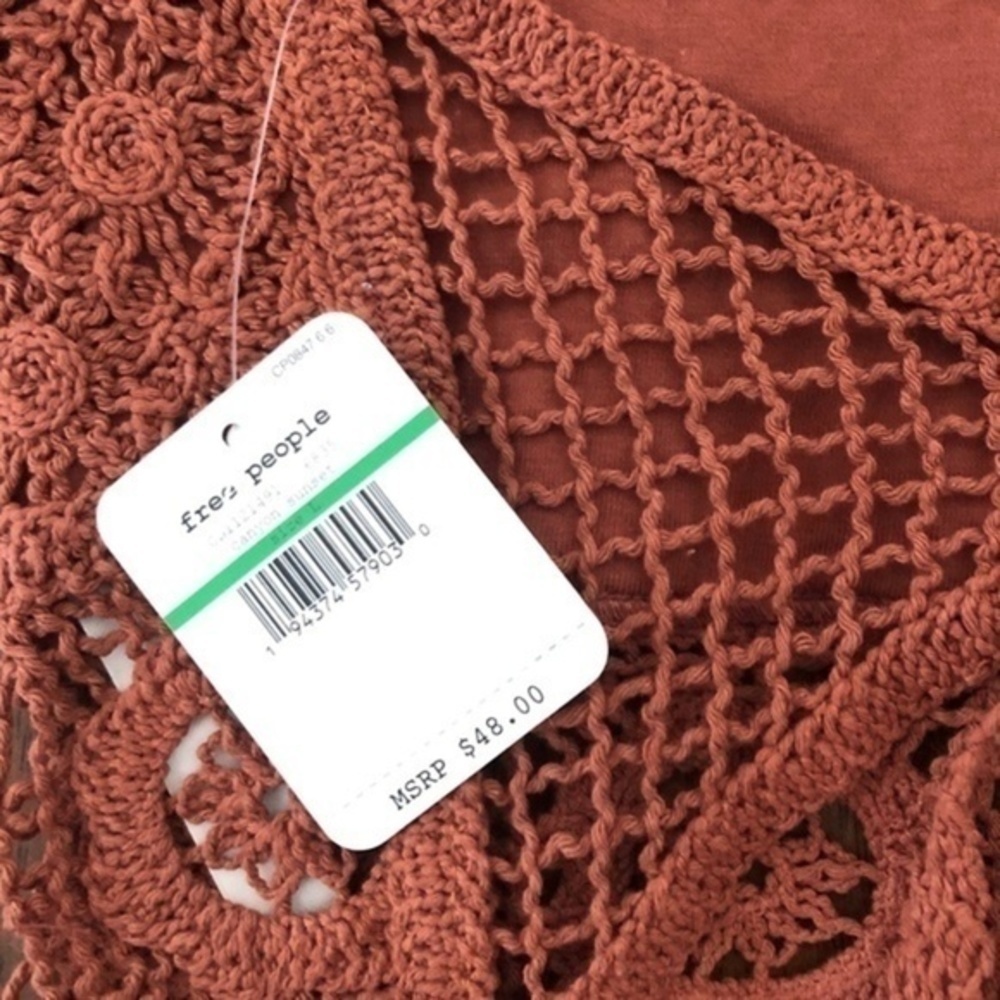 FREE PEOPLE Sydney Crochet Halter-Ties Open Back Crop Top/Bralette-Lg NWT - Picture 15 of 16